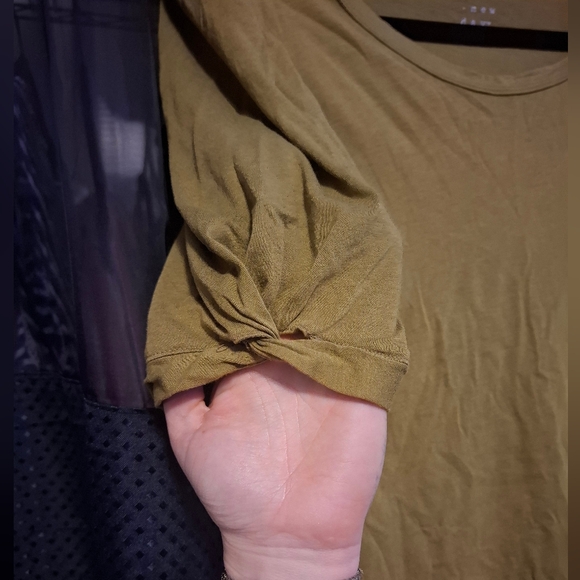 Women's Olive Green Puff Sleeve Top - Picture 7 of 7